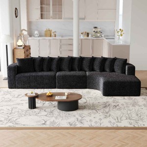 131.1 Inch Sectional Sofa Set with Right Chaise, Modular Design Curved L-Shaped Sofa with 10 Pillows, Chenille Fabric Sofa-Coolbibila - 1 of 4