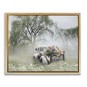 Stupell Industries Overgrown Floral Truck Floating Frame Canvas Art - 1 of 4