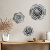 Brewster (Set of 3) Lani Silver Flowers Metal Wall Arts: Hammered Iron, Botanical Decor, 12x8" - 3 of 4