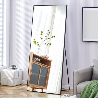 Full Length Mirror, Dressing Mirror, Hanging/ Floor Standing Mirror With Metal Stand & Angle Regulator, High Definition Rectangular Mirror
