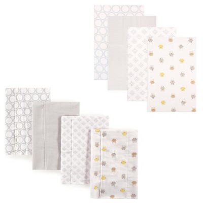 Image of Luvable Friends Unisex Baby Cotton Flannel Burp Cloths and Receiving Blankets, 8-Piece, Owl, One Size
