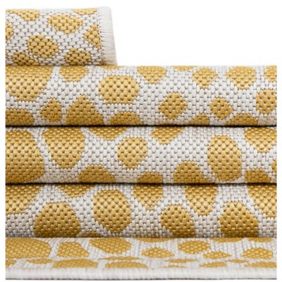 Jill Zarin Yellow Ivory Square Outdoor Synthetic Rug