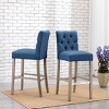 WestinTrends 29" Linen Fabric Tufted Bar Stool (Set of 2) - 2 of 4