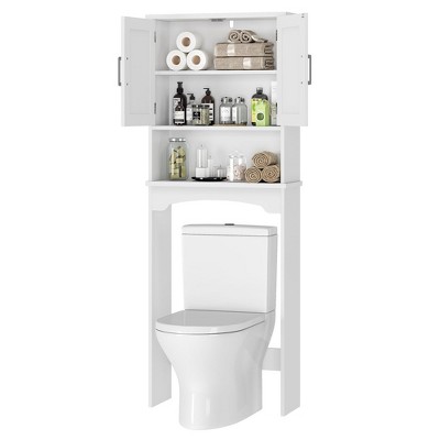 White Linen MDF Over-The-Toilet Storage Cabinet with Double Doors