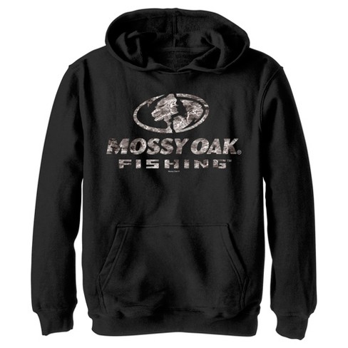 Boy's Mossy Oak Water Fishing Logo Pull Over Hoodie - Black - X Large ...