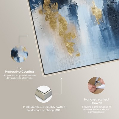 Morning Dew Blue Abstract Canvas Wall Art with Silver Frame, 54" x 36"