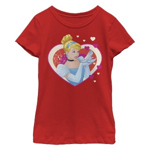 Girl's Cinderella Valentine Glass Slipper T-Shirt - 1 of 4