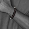 Black Bow Jewelry Stainless Steel, Black/Brown Leather Adjustable Bracelet, 8 Inch - 3 of 4