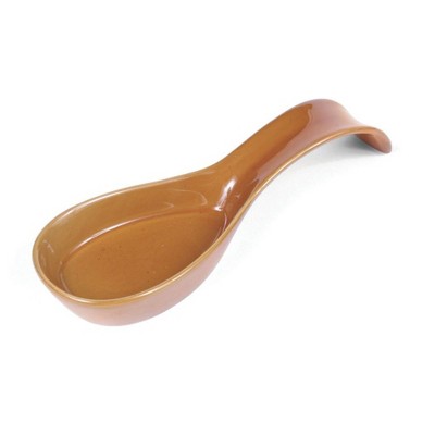 Omniware Simsbury Spoon Rest, 8.25" - Stoneware Utensil Holder with Lead-Free Glaze - Arched Handle, Heat-Resistant, Dishwasher Safe (Honey)