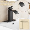 Attop Black Waterfall Bathroom Faucet, Single Handle, Suitable for Single or Three-Hole Bathroom Sinks, with Base and Spring-loaded Drain - 3 of 4