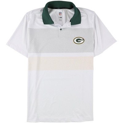 G-III Sports Mens Green Bay Packers Polo Shirt, White, Large