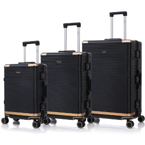 Vynxaria 3-Piece Luggage Set: 20/24/28 Inch PC+Aluminum Frame, Stylish Design with Password Lock for All Travel Needs - 1 of 4