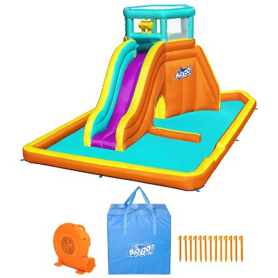 Bestway H2OGO! Tidal Tower Backyard Inflatable Giant Water Slide Sprinkler Wall Yard Inflatable Mega Water Park with Air Blower and Storage Bag