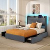 Tangkula Bed Frame w/LED Lights Charging Station 2 Storage Pockets & 4 Drawers - image 2 of 4