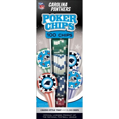 MasterPieces Casino Style 100 Piece Poker Chip Set - NFL Carolina Panthers