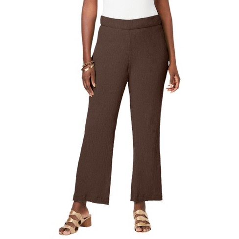 Jessica London Women's Plus Size Stretch Knit Elastic Pull-on Straight Leg Pants  Trousers - 26 W, Dark Olive Green : Target