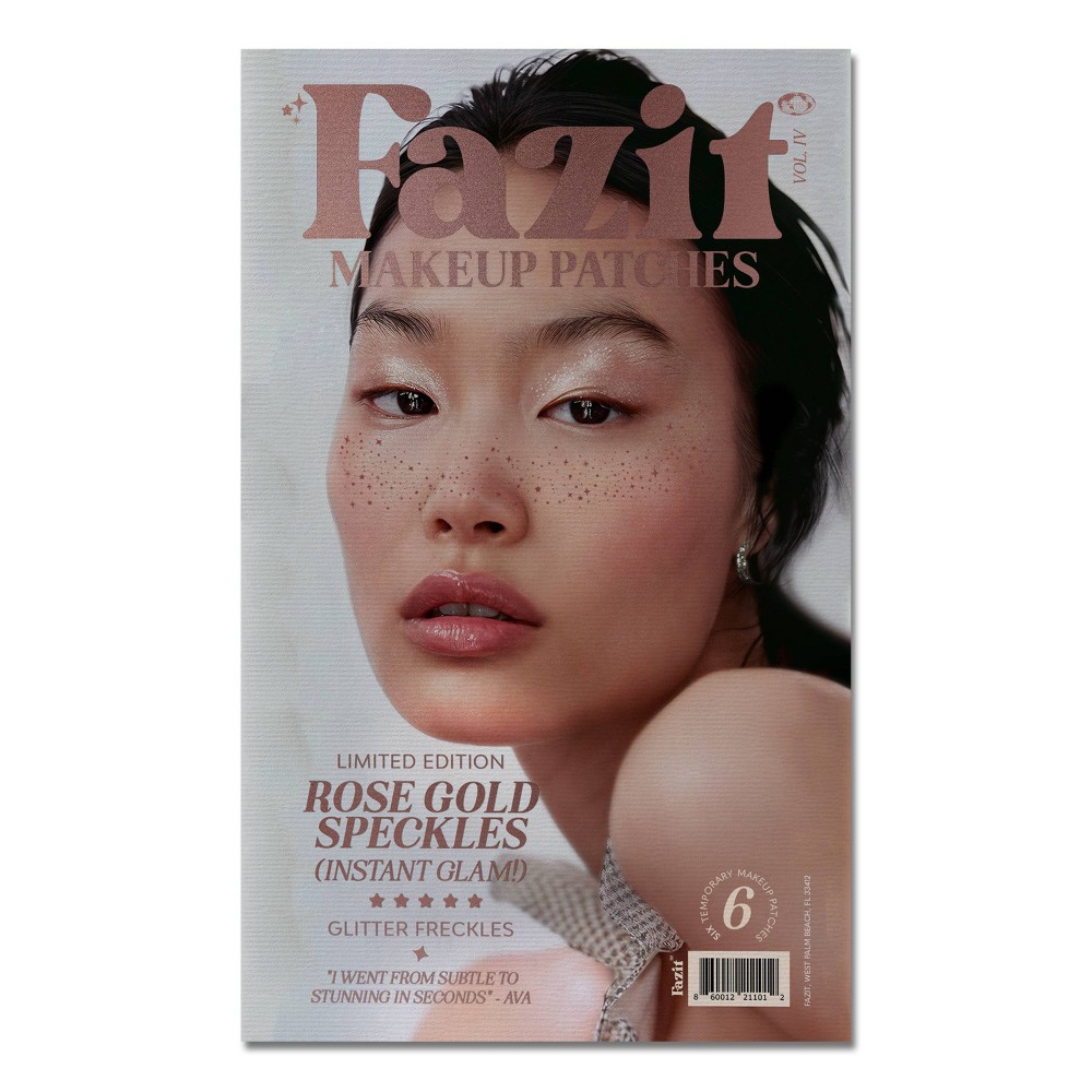 Fazit Rose Gold Glitter Freckle Makeup Patches: Temporary Tattoos, 6 Sheets, Art and Design Theme