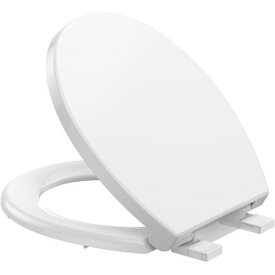Round Toilet Seat, Quiet-Close Design, Grip-Tight Bumpers, Quick-Release Hinges, Slow Close Lid, Full Flat White, Easy Installation