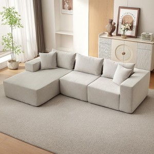 107" L Shaped Convertible Sectional Sofa, Upholstered Modular Sofa with Deep Seat, No Assembly Required Sleeper Sofa for Living Room - 1 of 4