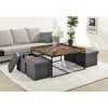 NicBex Modern Square Coffee Table Set of 5 with 4 Storage Stools and Metal Frame for Living Room - 2 of 4