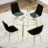 5-Piece Dining Set with Round Glass Table and 4 Velvet Armless Chairs - 2 of 4