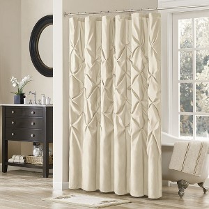 MAYEERTY 72"x72" Tufted Semi-Sheer Classical Shower Curtain Polyester Beige - 1 of 4
