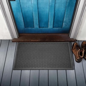 KOVOT 30" x 18" Non Slip Ridge Scraper Floor Mat Durable Heavy Duty Rubber for Indoor & Outdoor Door Mat Entrance - 1 of 4