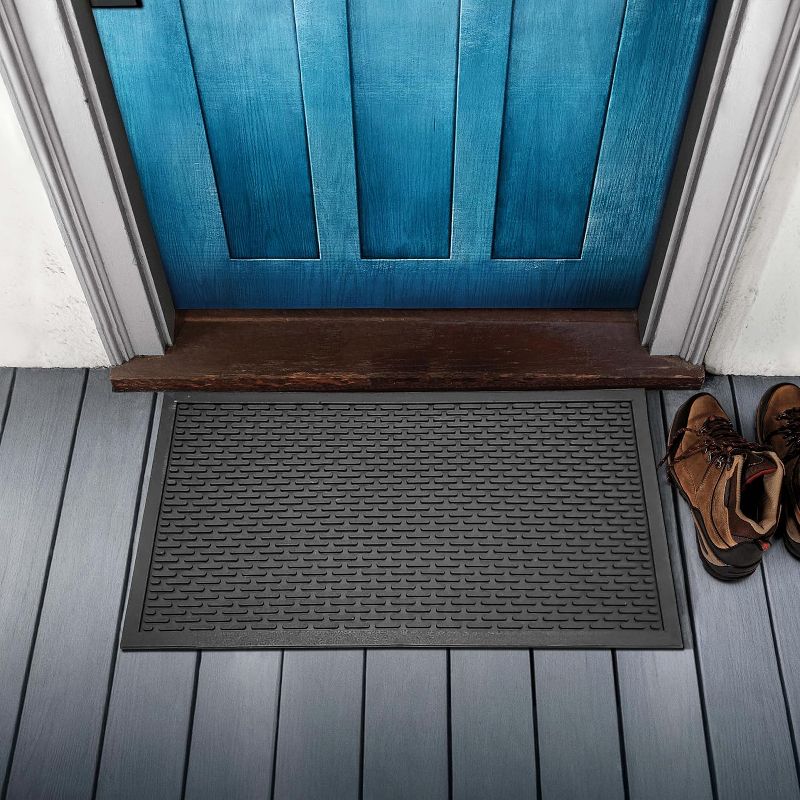KOVOT 30" x 18" Non Slip Ridge Scraper Floor Mat Durable Heavy Duty Rubber for Indoor & Outdoor Door Mat Entrance, 1 of 7