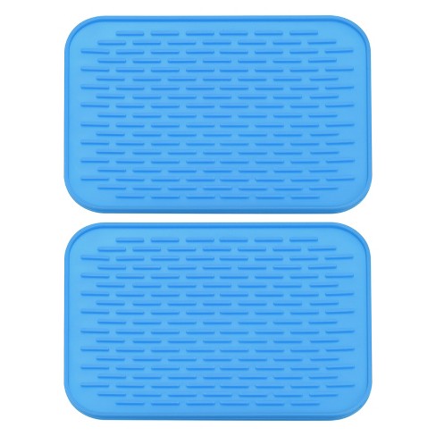 Unique Bargains Kitchen Silicone Dish Drying Mat Set Under Sink Drain Pad  Heat Resistant Yellow 8.5 x 6 x 0.24 inch