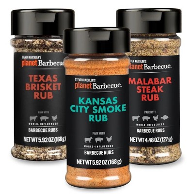 Steven Raichlen's New Planet Barbecue Gourmet Steak Rub Seasonings Set (3 Pack) - BBQ Spices w USA Inspired Flavors, Grill Essentials- Made in the USA