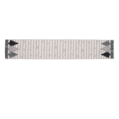 Unique Bargains Christmas Table Runner Black White 72"x13" 1 Pc