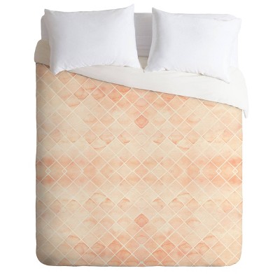 Full/Queen Wonder Forest Diamond Watercolor Grid Comforter Set - Deny Designs
