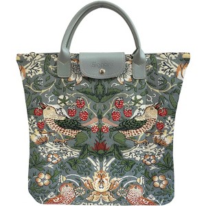 Signare USA William Morris Strawberry Thief Grey Foldaway Grocery Bag - 1 of 3