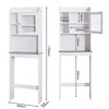 Bathroom Cabinet Over Toilet with 2 Door and Open Storage Shelves - 2 of 4