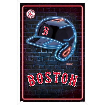 Trends International MLB Boston Red Sox - Logo 22 Framed Wall Poster Prints  Mahogany Framed Version 22.375 x 34