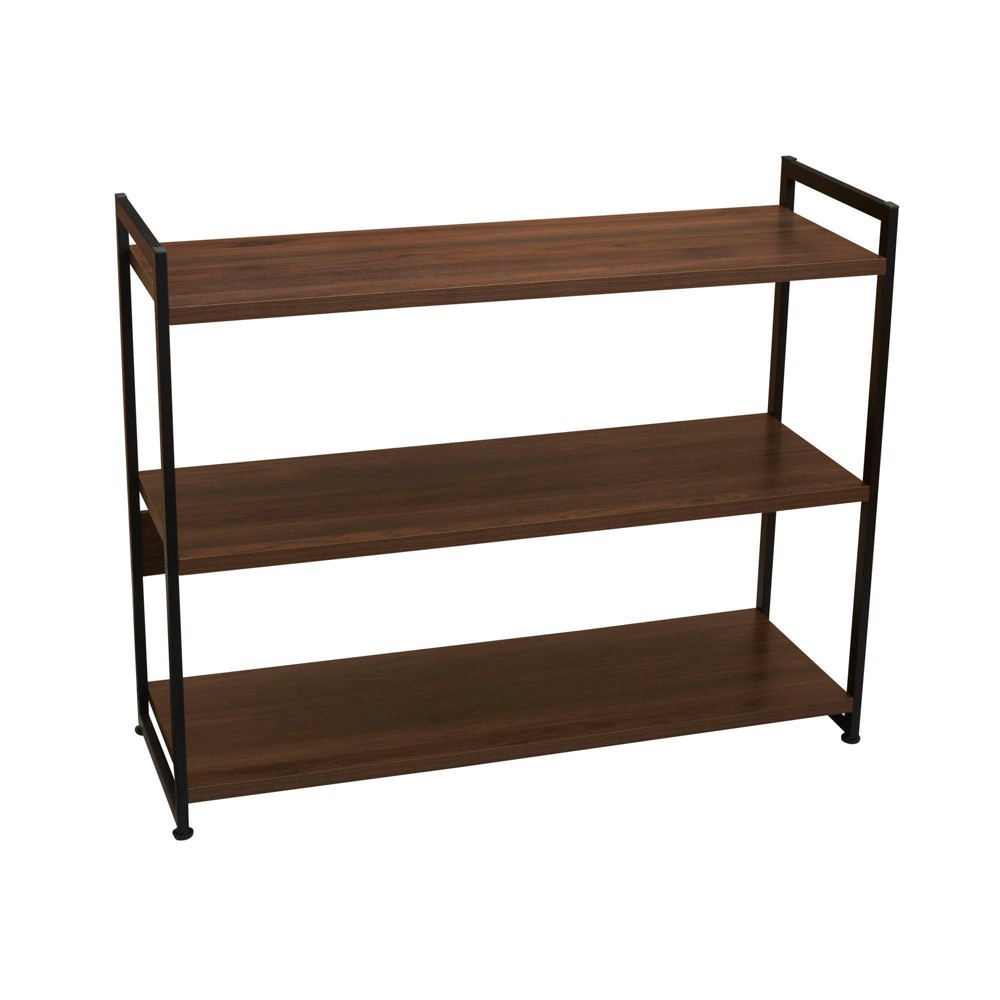 Photos - Garden & Outdoor Decoration Household Essentials 32.5" Jamestown Wide 3 Shelf Bookshelf Walnut: Faux W