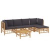 vidaXL Outdoor Bamboo Patio Lounge Set, 6-Piece with Comfortable Dark Gray Cushions, Versatile Modular Design, Ideal for Garden, Patio & Poolside - 3 of 4