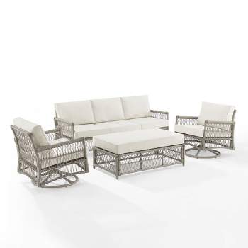 4pc Thatcher Outdoor Steel Seating Set Creme/Driftwood - Crosley