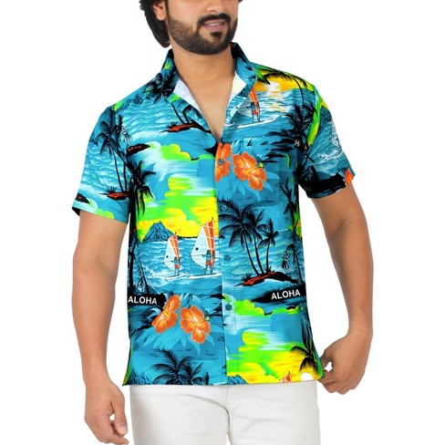 LA LEELA Mens Hawaiian Shirts Short Sleeve Button Down Shirt Men's Casual Shirts Holiday Tropical Beach Summer Party Shirts Funny - image 1 of 4