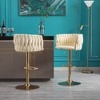 Velvet Bar Stools Set of 2 with Adjustable Height, 360¡ã Swivel, Footrest, and Metal Legs for Kitchen, Bar, or Restaurant - 3 of 4