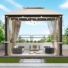 Carrie 10x10ft Softtop Metal Patio Gazebo with Mosquito Net&Sunshade Curtains, Canopy Tent, Outdoor Furniture - Maison Boucle - 2 of 4