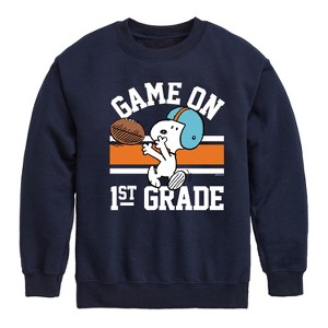 Boys' - Peanuts - Game on 1st Grade Graphic Long Sleeve Fleece Sweatshirt - 1 of 4