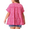 Agnes Orinda Women's Plus Size Polka Dots Casual Round Neck Flutter Sleeve Peplum Babydoll Blouses - 4 of 4