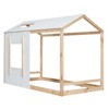 NicBex Twin Size Platform Bed 78.1" L Modern House-Shaped Pine Bed Frame with Roof and Window for Bedroom, No Box Spring Required, White and Natural - 3 of 4
