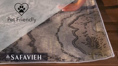 Grey and Dark Grey Abstract Synthetic Rectangular Area Rug, 6'7" x 9'