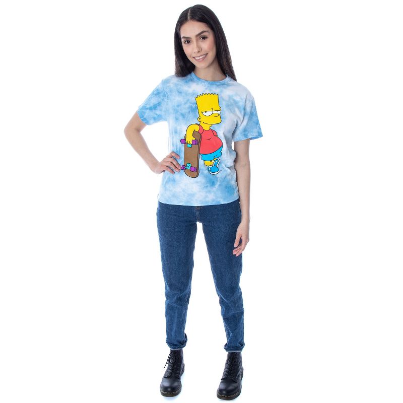 The Simpsons Womens' Bart Simpson Tie-Dye Skimmer Girls' T-Shirt Adult, 5 of 6