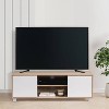 Hollywood Wood Grain TV Stand for TVs up to 55" with Doors White and Brown - CorLiving - 2 of 4