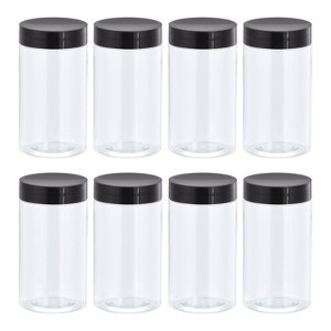 Unique Bargains Round Clear Plastic Empty Jars with Black Screw Top Lid for Storage 8 Pcs - 1 of 4