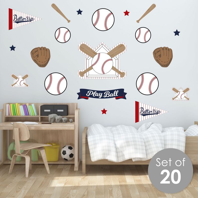 Big Dot of Happiness Batter Up - Baseball - Peel and Stick Sports Decor Vinyl Wall Art Stickers - Wall Decals - Set of 20, 2 of 9