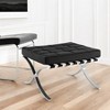 HomeRoots 24" Black Genuine Leather and Silver Tufted Footstool Ottoman - 2 of 4